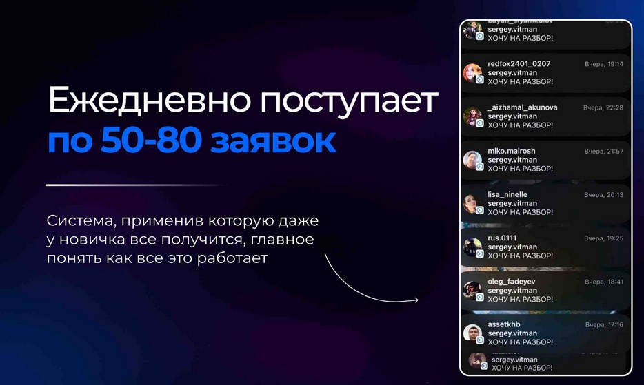 Скриншот заявок